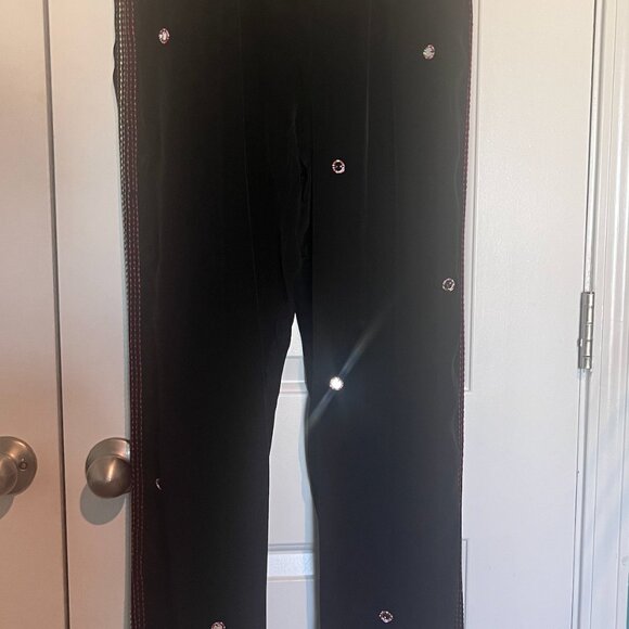 Farm Rio Black Rainbow Beaded Mirror Trim Trousers pants M sold out online - Picture 4 of 7